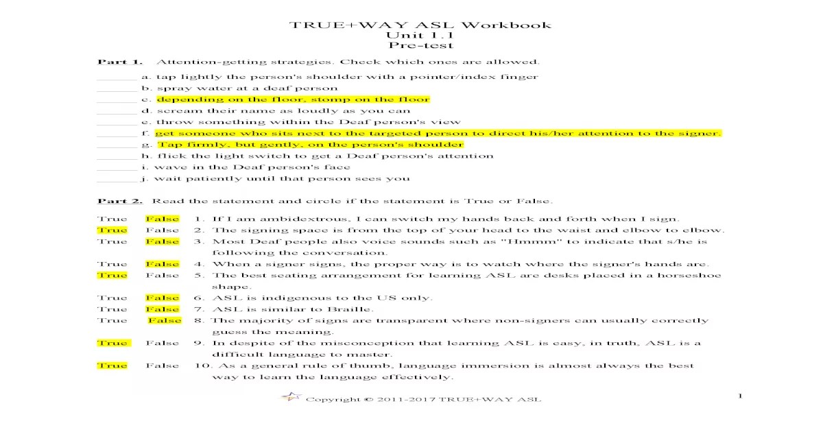 True+way asl unit 2 comprehension test answers