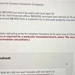 Consider the following transactions for huskies insurance company